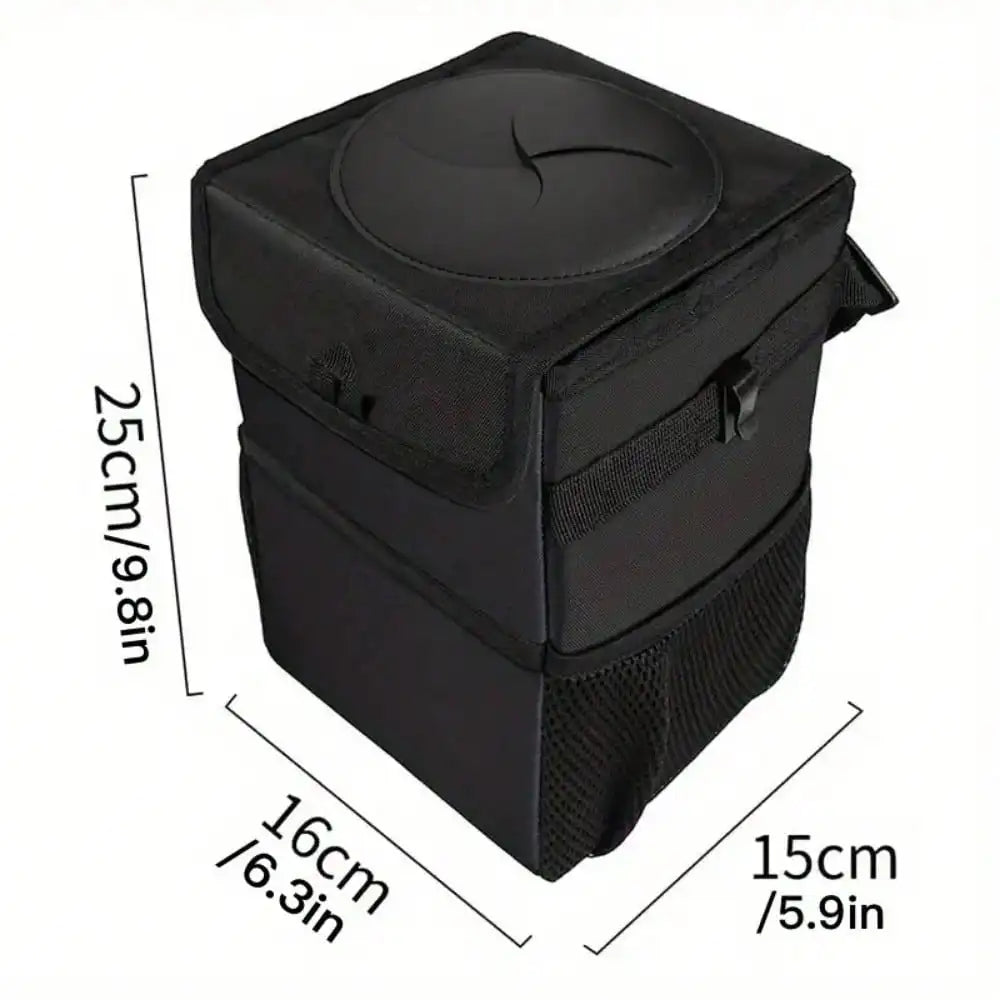 Waterproof Car Trash Can Organizer Portable Auto Bin Black