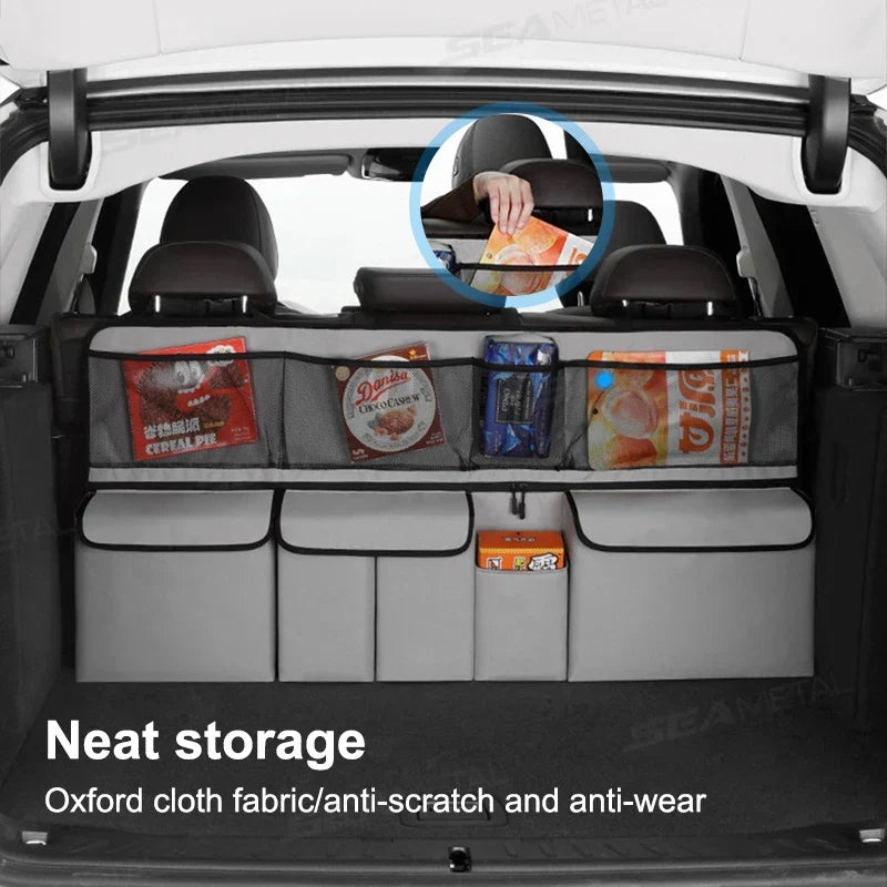 9-Pocket Car Seat Back Organizer Wear-Resistant Oxford Cloth Gray