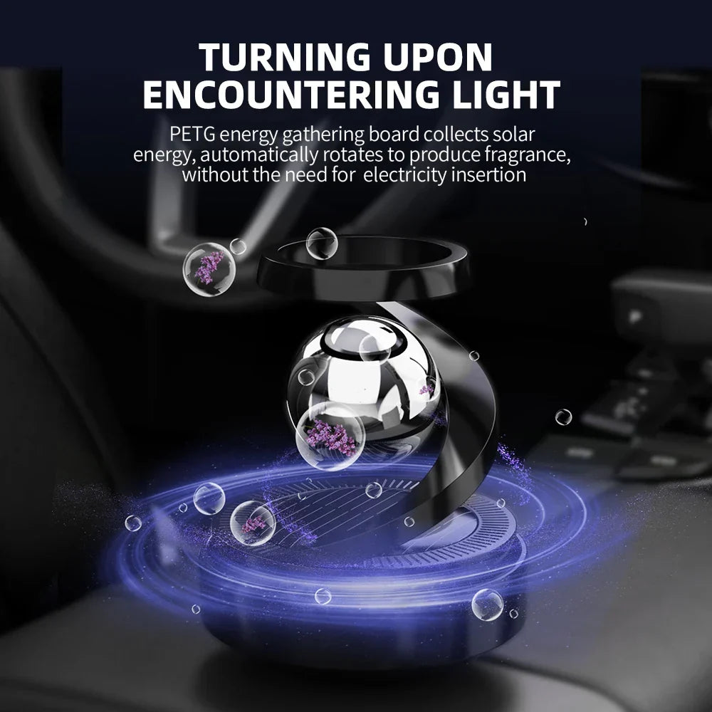 Solar-Powered Rotating Car Air Freshener–Suspension Perfume Diffuser Black
